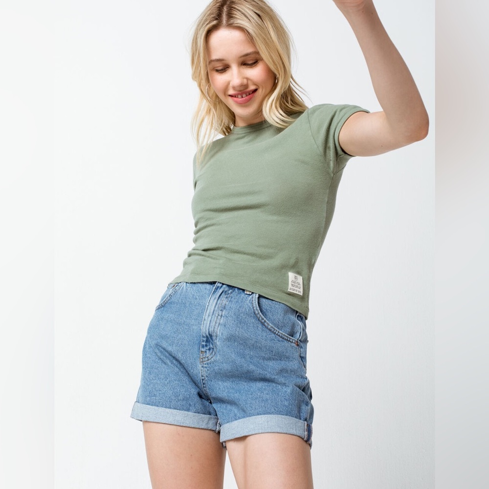 UO BDG Mom High Rise Rolled Hem Shorts